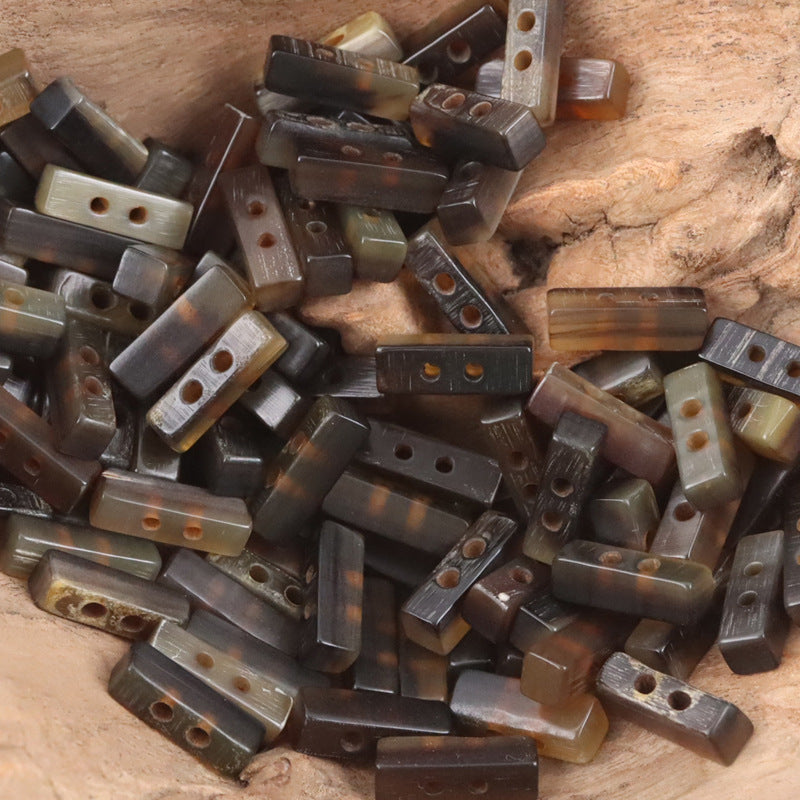 Long Strip Coffee-Colored Natural Horn Toggle Buttons 10pcs - Lots of Buttons