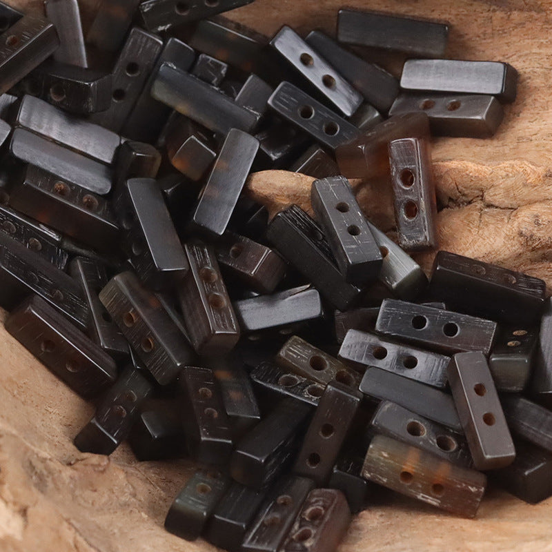 Long Strip Coffee-Colored Natural Horn Toggle Buttons 10pcs - Lots of Buttons