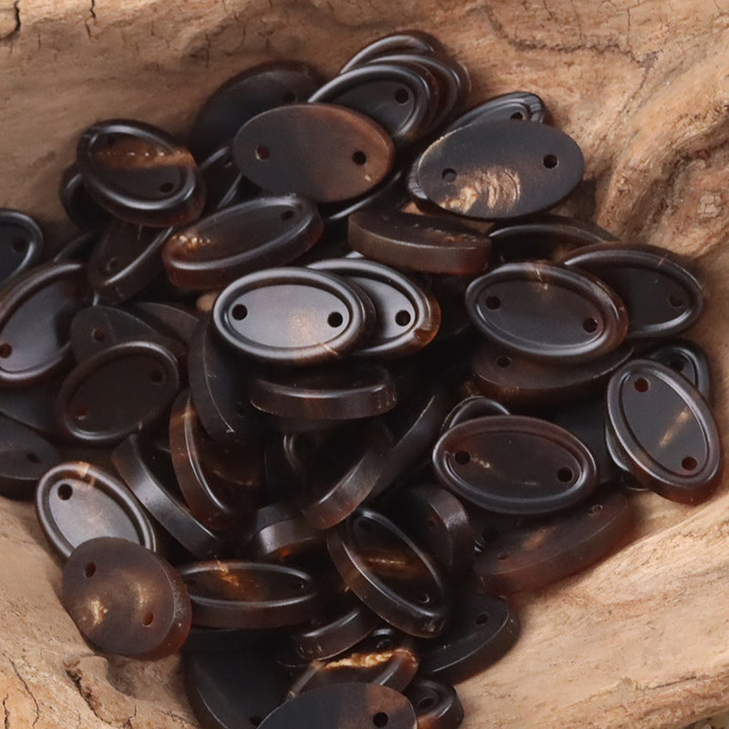 Long Oval Two-Hole Natural Real Ox Horn Buttons for Clothing Labels 10pcs - Lots of Buttons