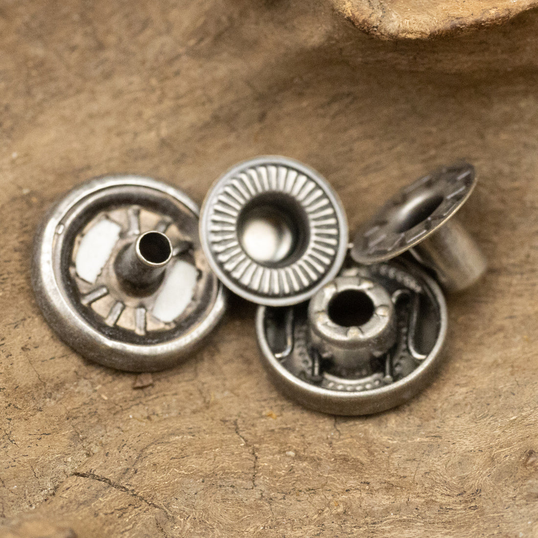 15mm Flat Antique Silver Metal Snap Jacket Buttons 20pcs 