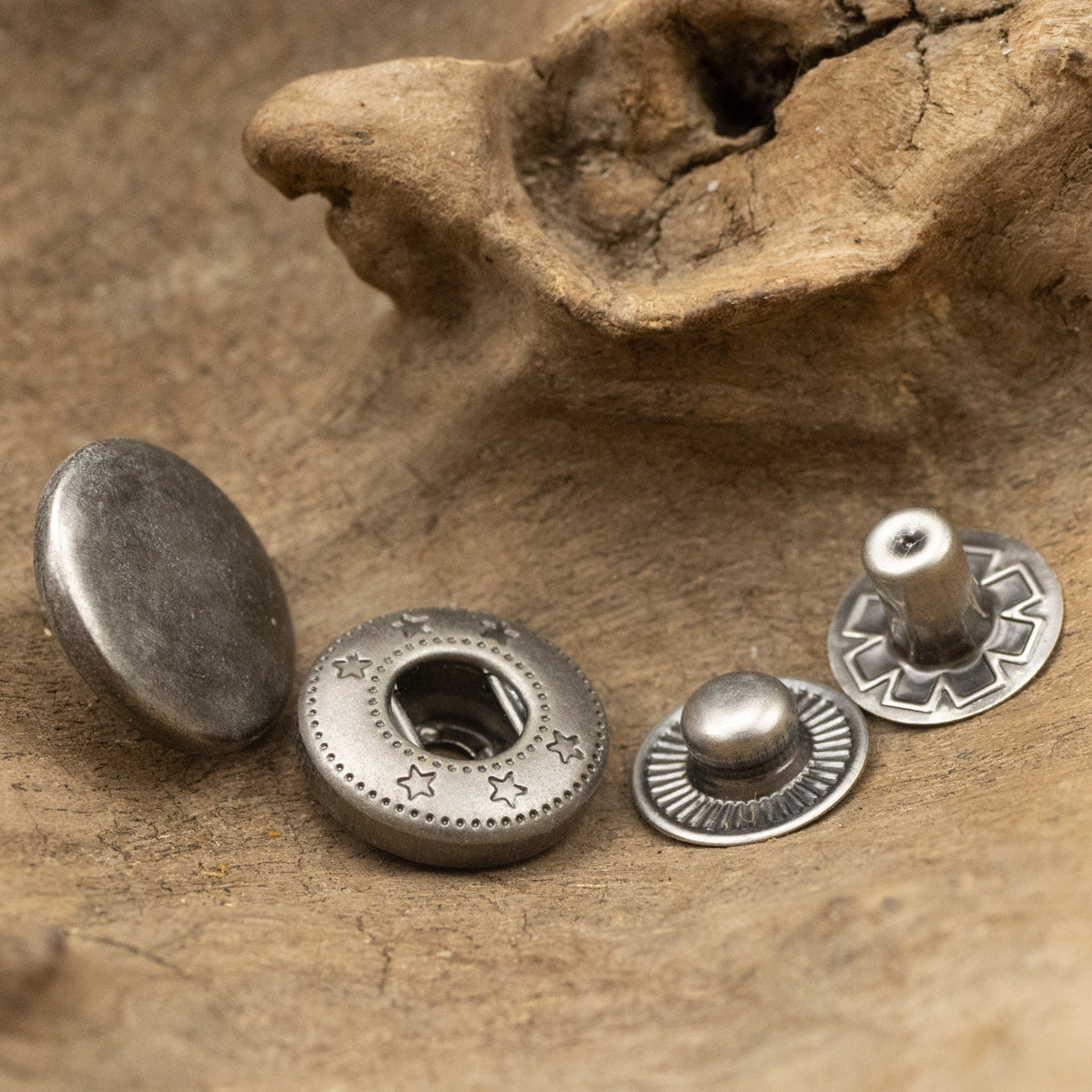 15mm Flat Antique Silver Metal Snap Jacket Buttons 20pcs - Lots of Buttons