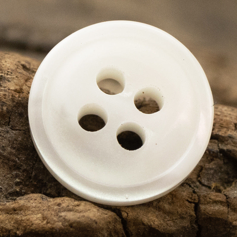 11.5mm White Khaki Imitation Wood Grain Resin Buttons 50pcs - Lots of Buttons