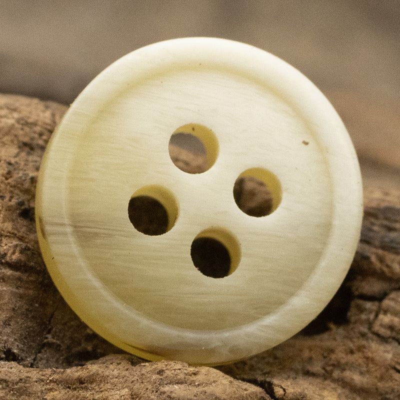 11.5mm White Khaki Imitation Wood Grain Resin Buttons 50pcs - Lots of Buttons
