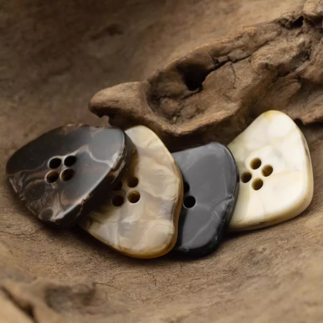 Large Amber Irregular Resin Buttons Imitation Marble Texture 10pcs - Lots of Buttons