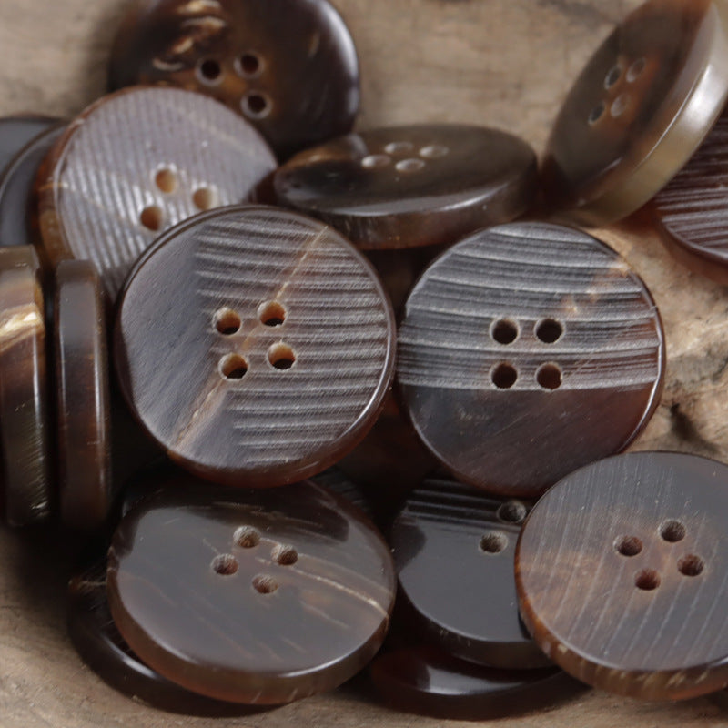 11.5mm - 30mm Flat Diagonally Cut Natural Real Horn Buttons 10pcs - Lots of Buttons