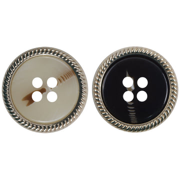 Beige and Coffee Four-Hole Flat Resin Buttons with Metal Lace 10pcs - Lots of Buttons