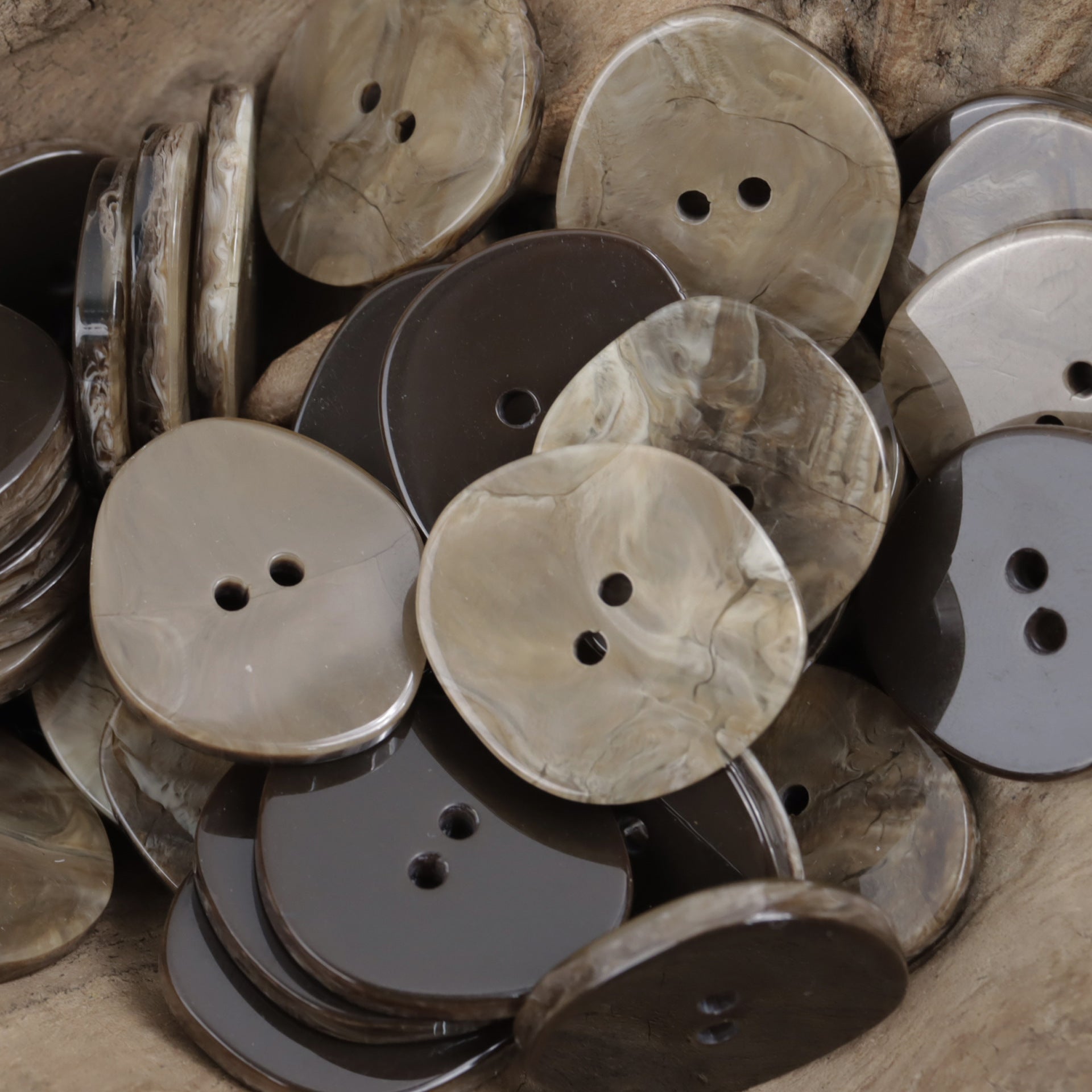 Irregular Rhombus 30mm Extra Large White Coffee Black Resin Buttons 20pcs - Lots of Buttons