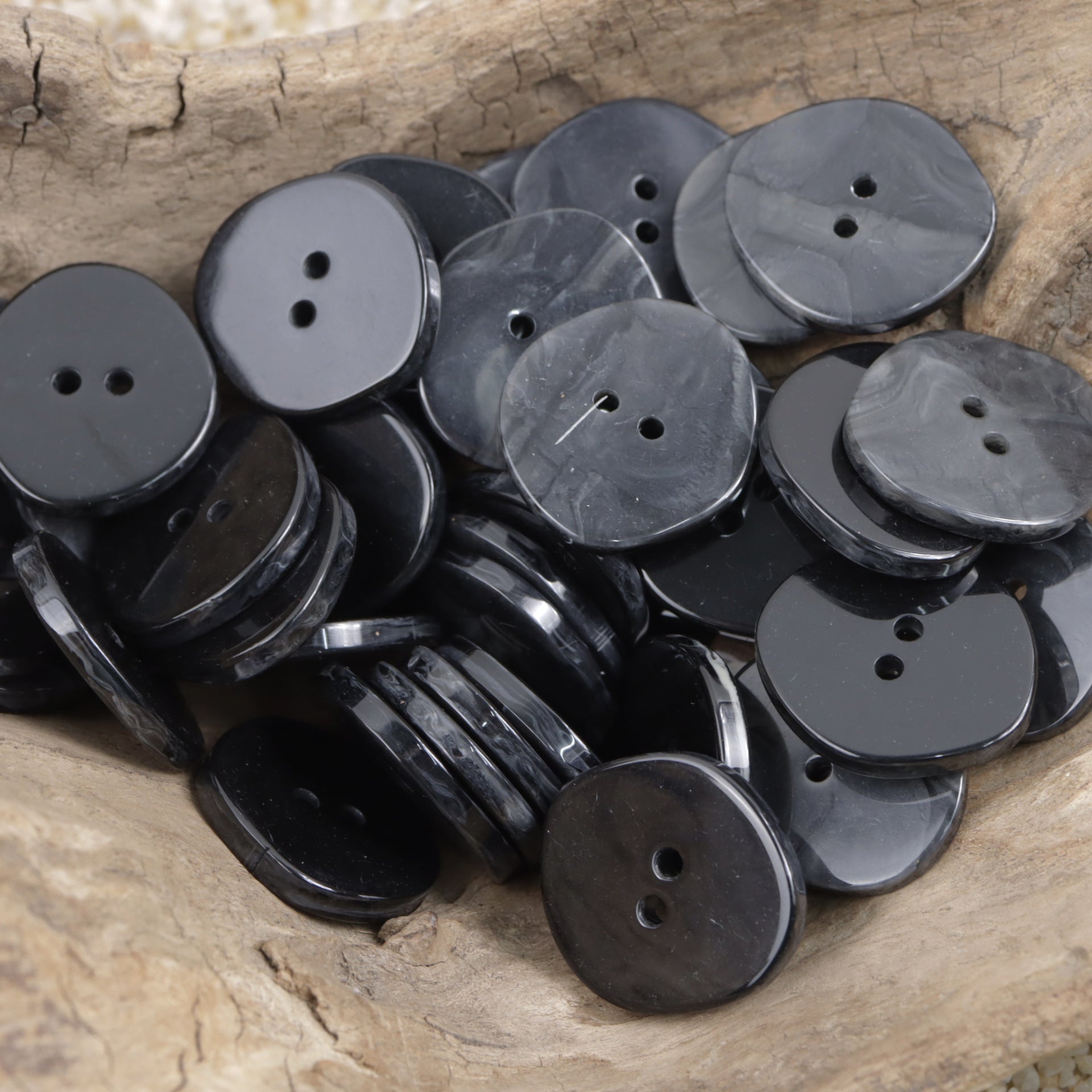 Irregular Rhombus 30mm Extra Large White Coffee Black Resin Buttons 20pcs - Lots of Buttons