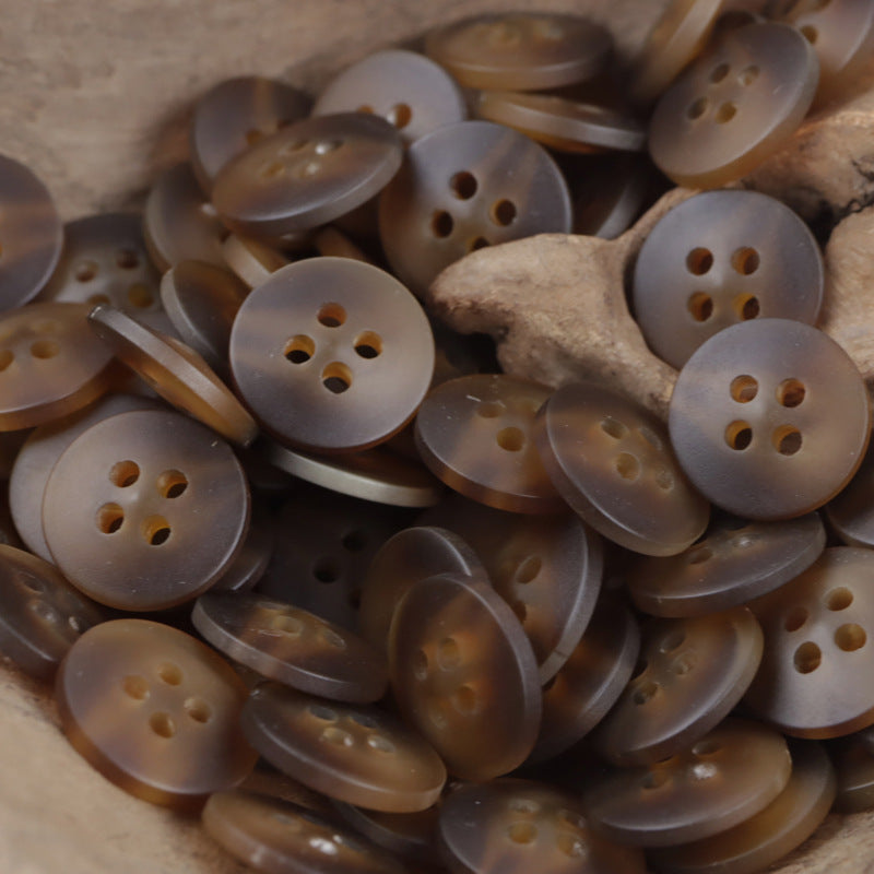 12.5mm Flat 4 Hole Coffee Resin Buttons for Summer Beach Shirts 80 Pack - Lots of Buttons