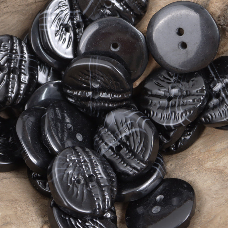 Uneven-Surfaced Palm Tree Graphic 2 Hole Resin Coat Buttons 30PCS - Lots of Buttons