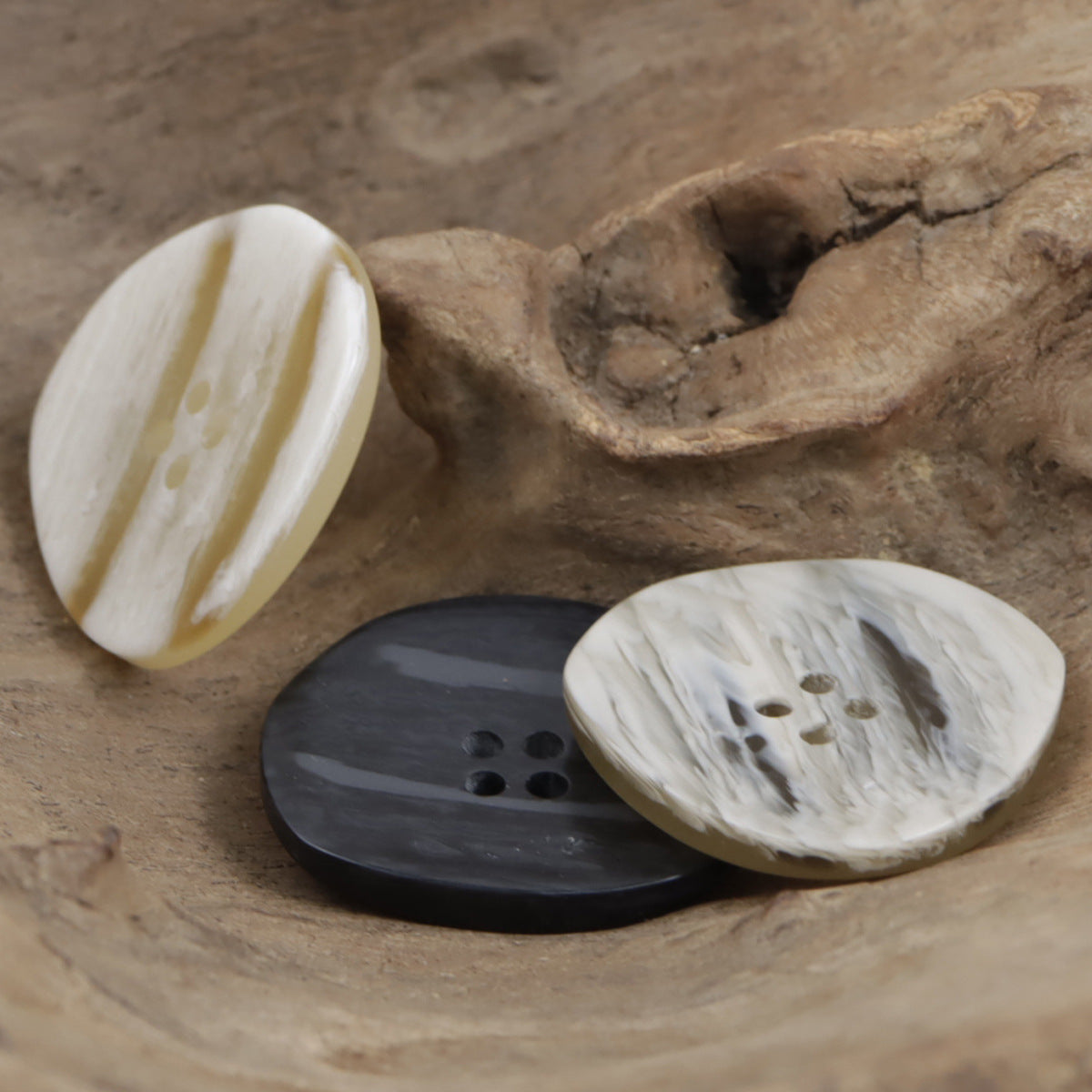 Irregular Gradient Imitation Wood Grain Resin Buttons for Coats,20pcs - Lots of Buttons