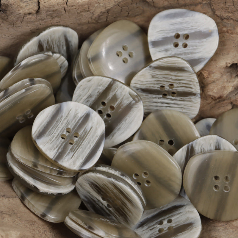 Irregular Gradient Imitation Wood Grain Resin Buttons for Coats,20pcs - Lots of Buttons