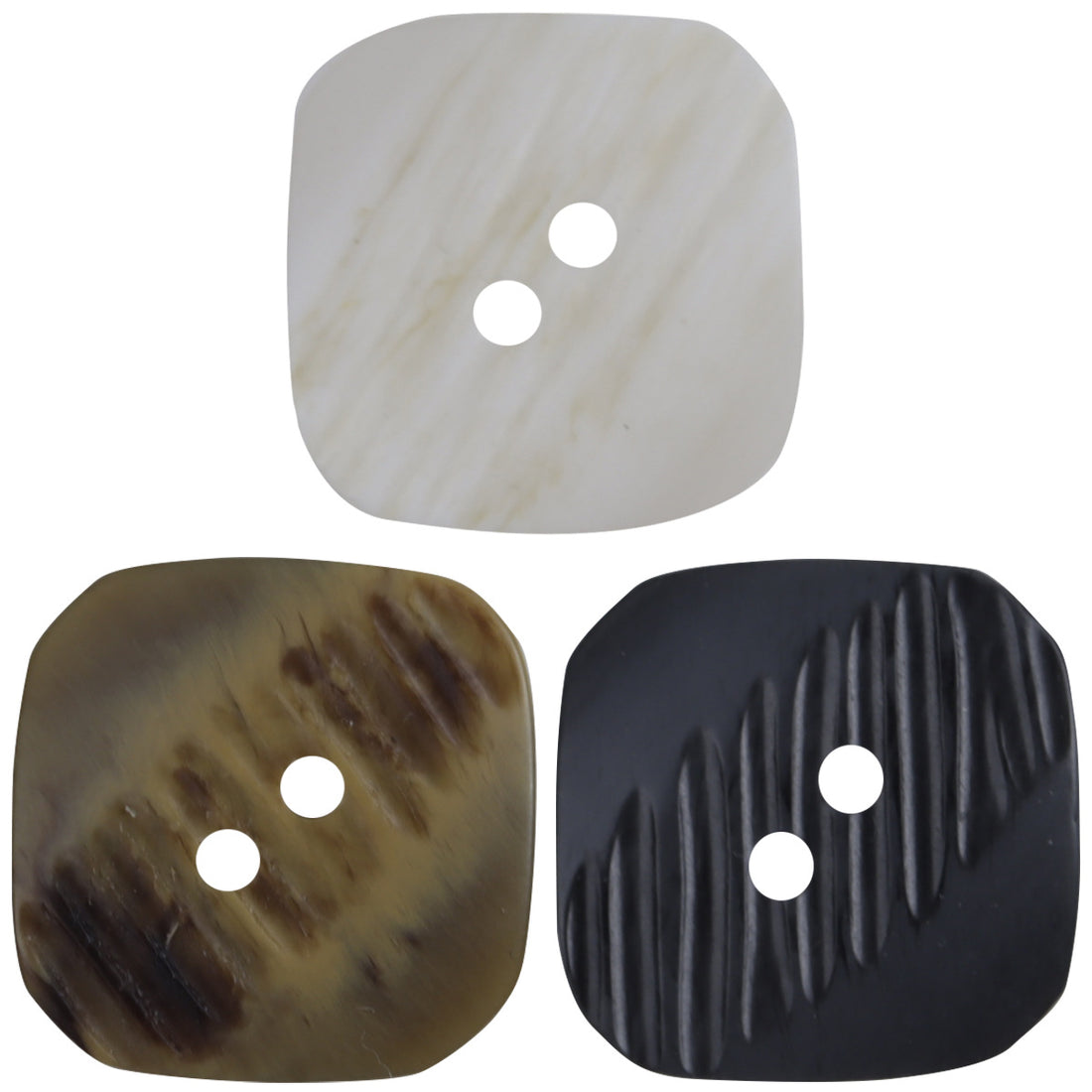 17.5-30mm Rounded Square White Khaki Black Resin Buttons 99 Pack - Lots of Buttons