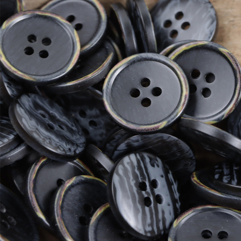 Vintage Off-White and Dark Gray Round Four-Hole Resin Buttons 60 Pack - Lots of Buttons