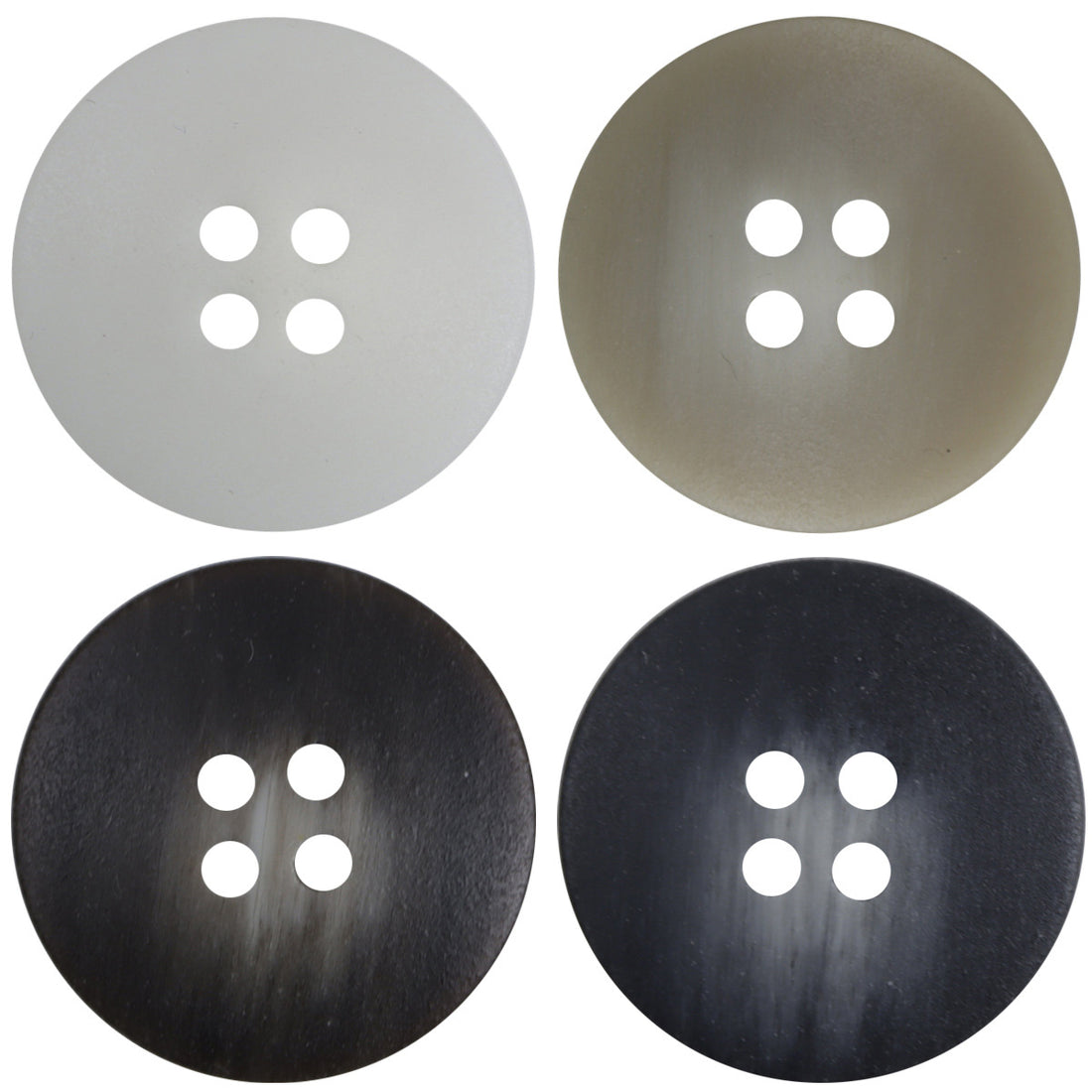 White Khaki Brown Black Gradient Center-Whitened Resin Buttons 40 Pack - Lots of Buttons