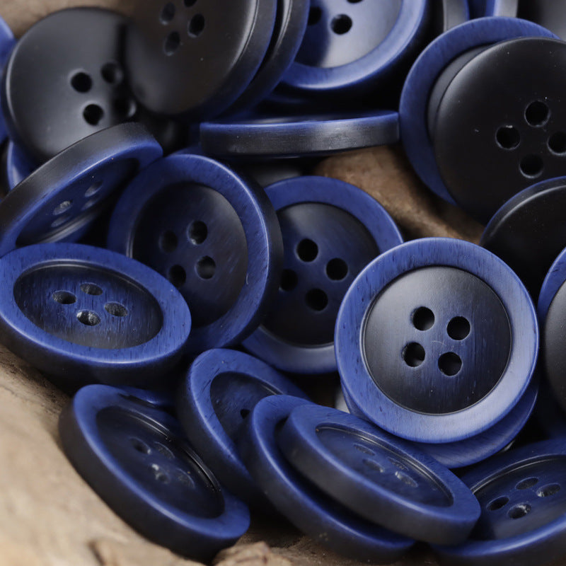 Gradient Gray-Blue Imitation Wood Grain Resin Buttons 20pcs - Lots of Buttons
