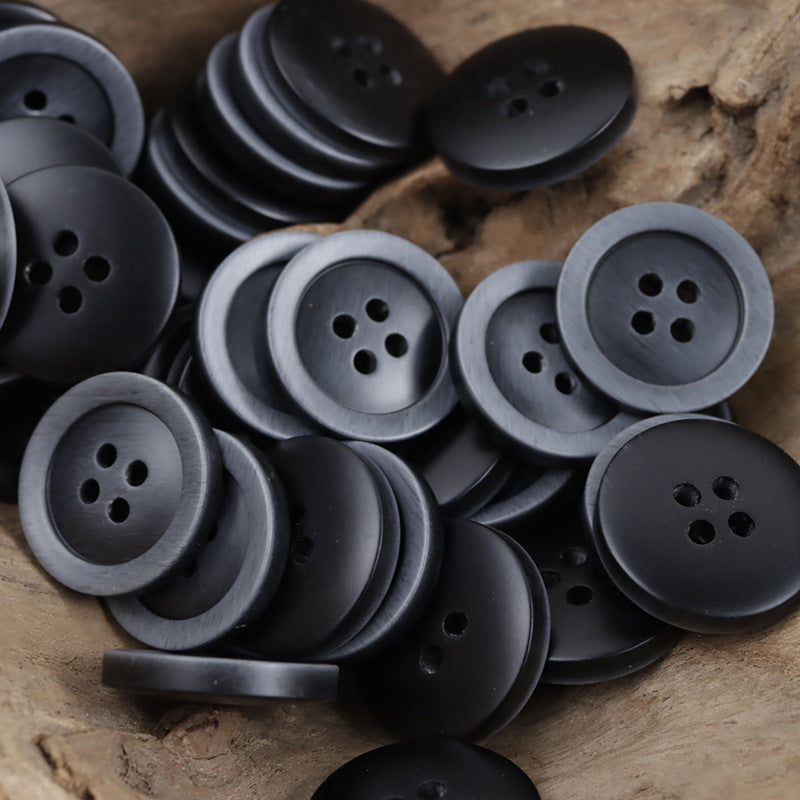 Gradient Gray-Blue Imitation Wood Grain Resin Buttons 20pcs - Lots of Buttons