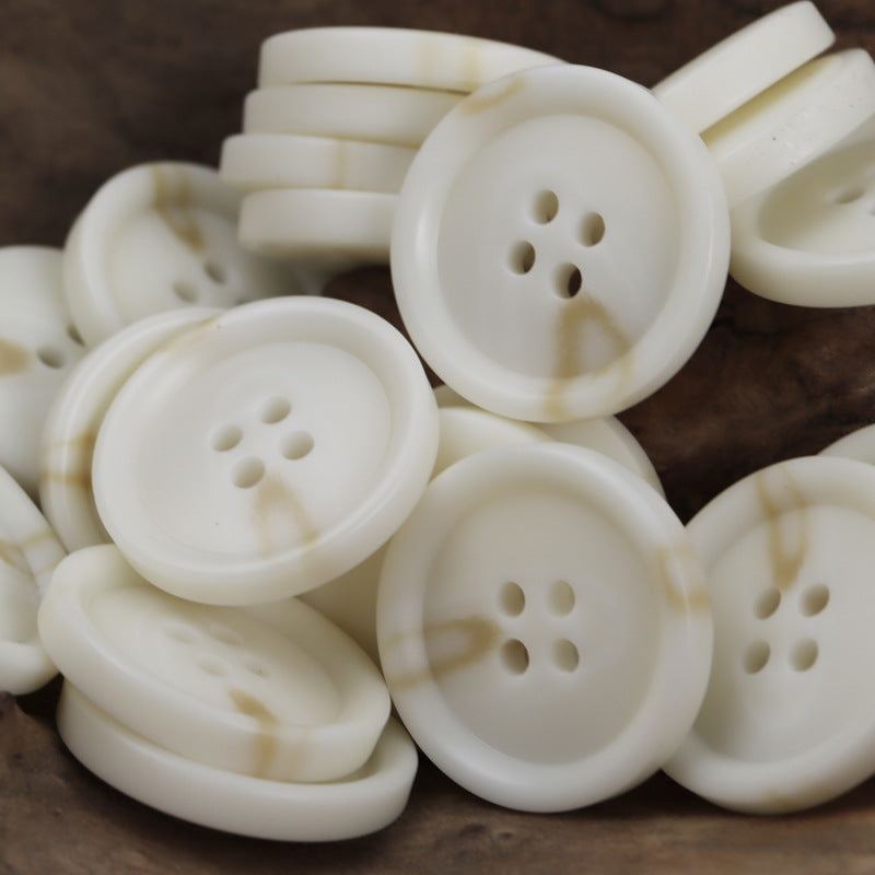Beige Round Four-Hole Resin Buttons for Autumn Woolen Coats 30 Pack - Lots of Buttons