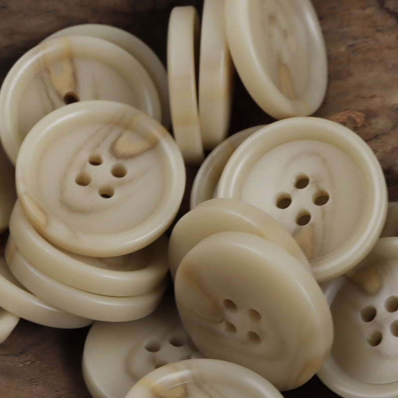 Beige Round Four-Hole Resin Buttons for Autumn Woolen Coats 30 Pack - Lots of Buttons
