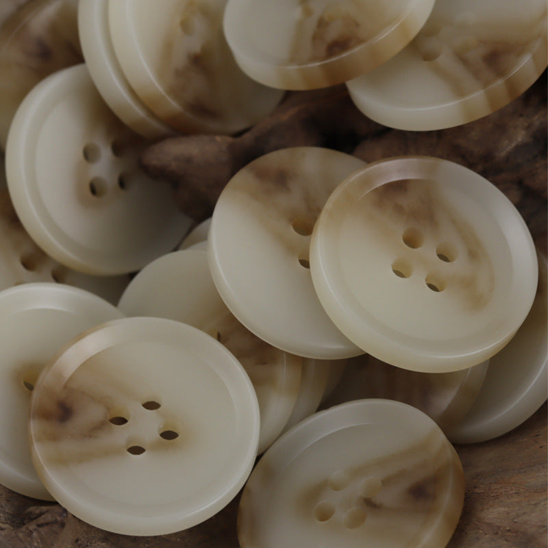 Beige Round Four-Hole Resin Buttons for Autumn Woolen Coats 30 Pack - Lots of Buttons