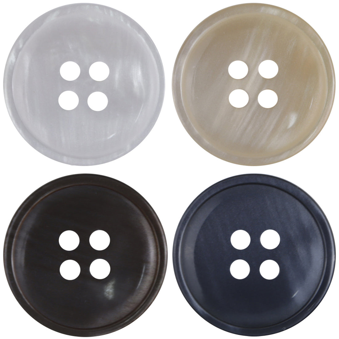 11.5mm - 30mm Round Four-Hole Misty Resin Buttons 40 Pack - Lots of Buttons
