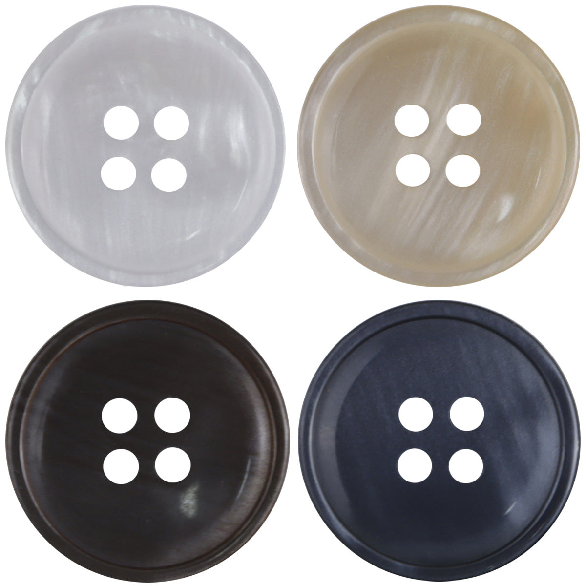 11.5mm - 30mm Round Four-Hole Misty Resin Buttons 40 Pack - Lots of Buttons