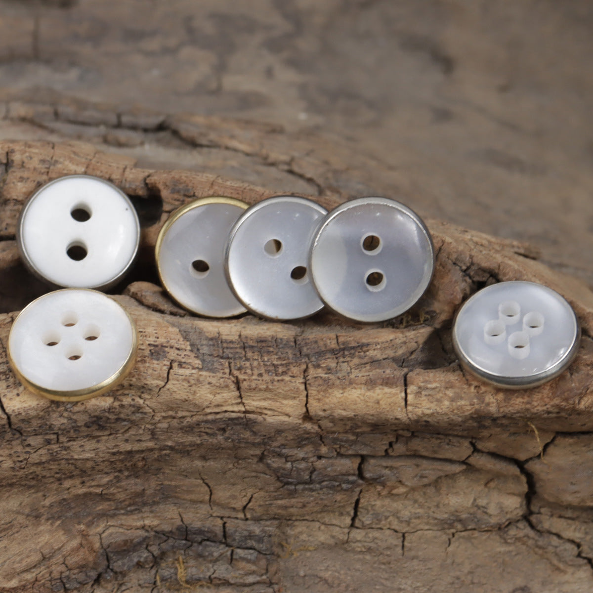 Lockstitch Imitation Shell Pattern Round Resin Buttons,50PCS - Lots of Buttons