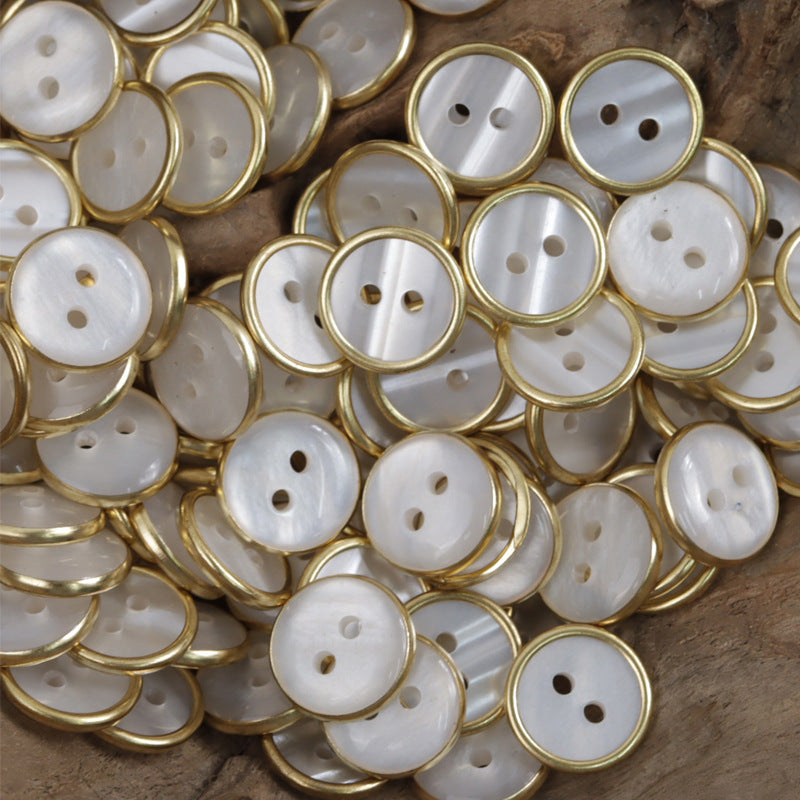 Lockstitch Imitation Shell Pattern Round Resin Buttons,50PCS - Lots of Buttons