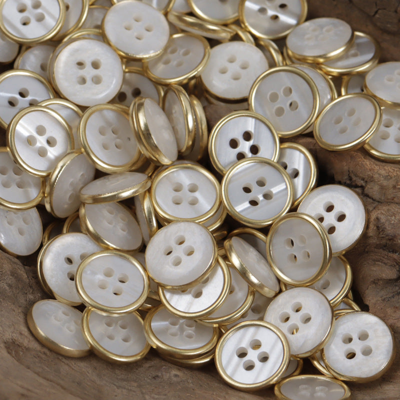 Lockstitch Imitation Shell Pattern Round Resin Buttons,50PCS - Lots of Buttons