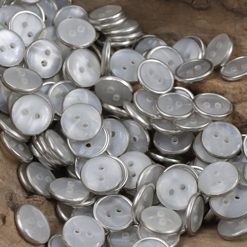 Lockstitch Imitation Shell Pattern Round Resin Buttons,50PCS - Lots of Buttons