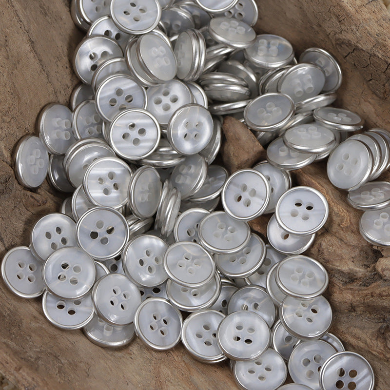 Lockstitch Imitation Shell Pattern Round Resin Buttons,50PCS - Lots of Buttons