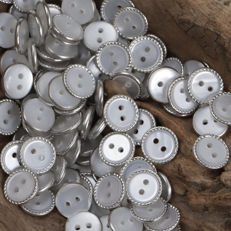 Lockstitch Imitation Shell Pattern Round Resin Buttons,50PCS - Lots of Buttons