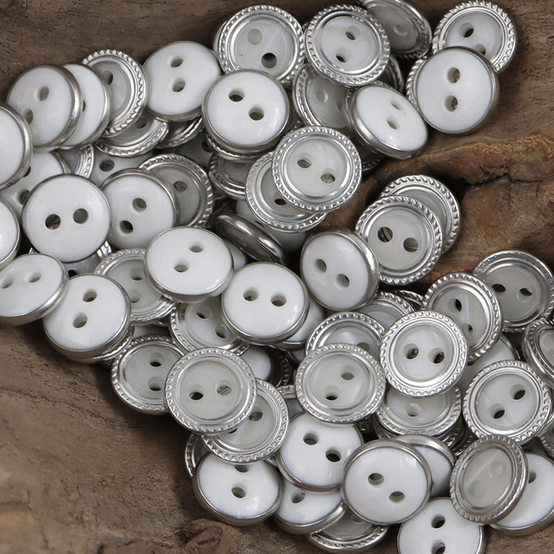 Lockstitch Imitation Shell Pattern Round Resin Buttons,50PCS - Lots of Buttons