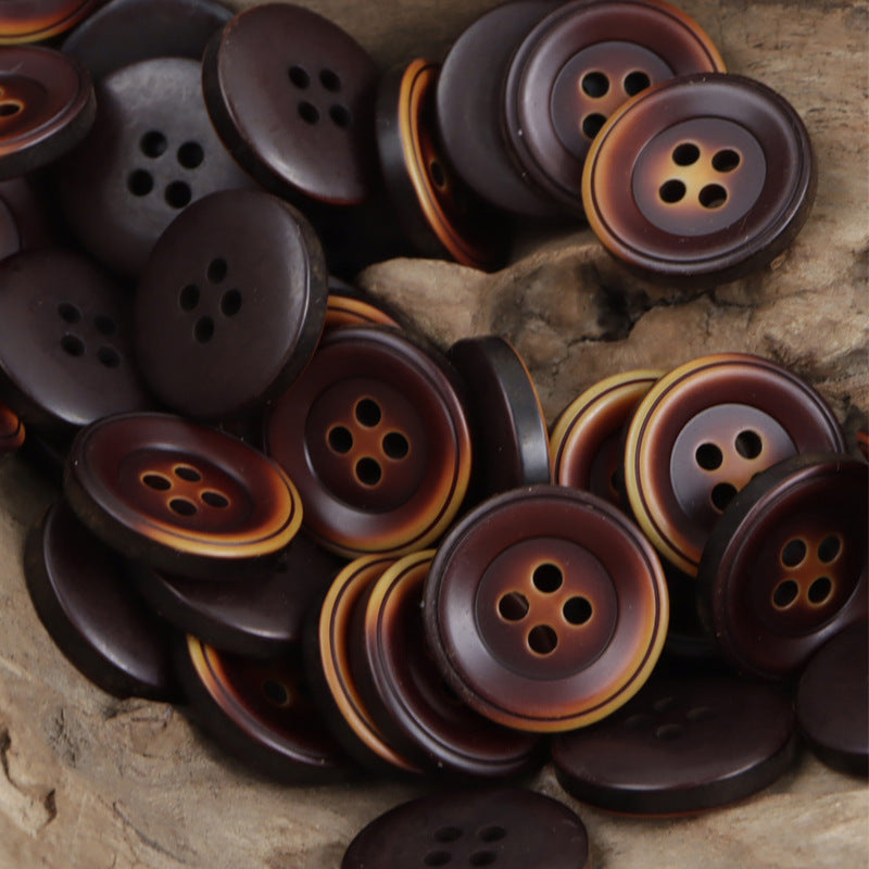 Round Four-Hole Red-Orange and Meadow Gray Resin Buttons 40 Pack - Lots of Buttons