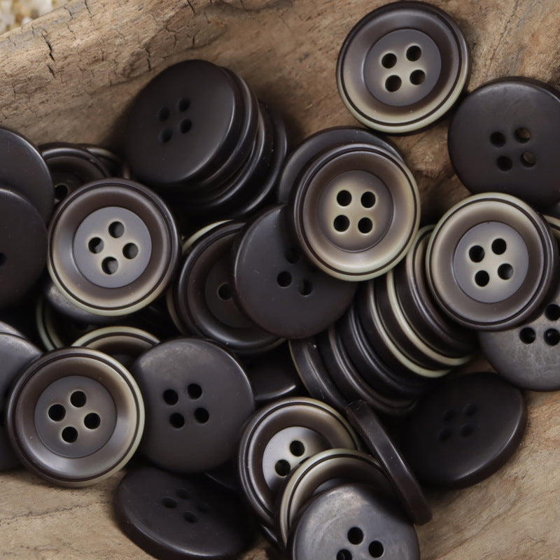 Round Four-Hole Red-Orange and Meadow Gray Resin Buttons 40 Pack - Lots of Buttons