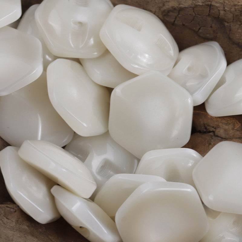 15mm-30mm White Brown Black Hexagonal Resin Buttons 30 Pack - Lots of Buttons