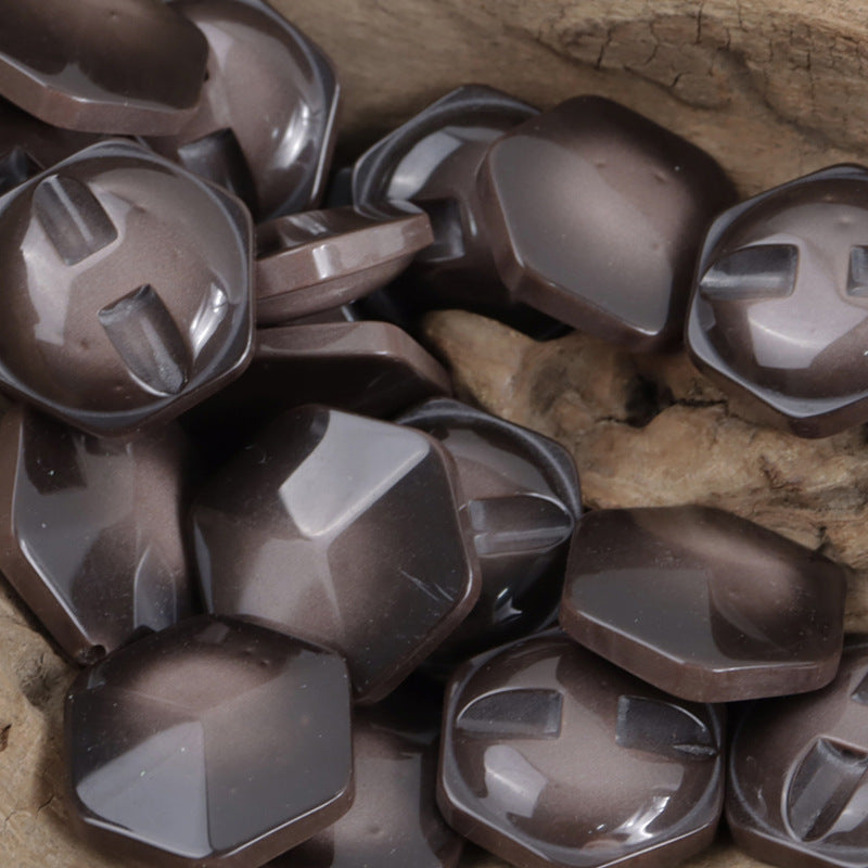 15mm-30mm White Brown Black Hexagonal Resin Buttons 30 Pack - Lots of Buttons