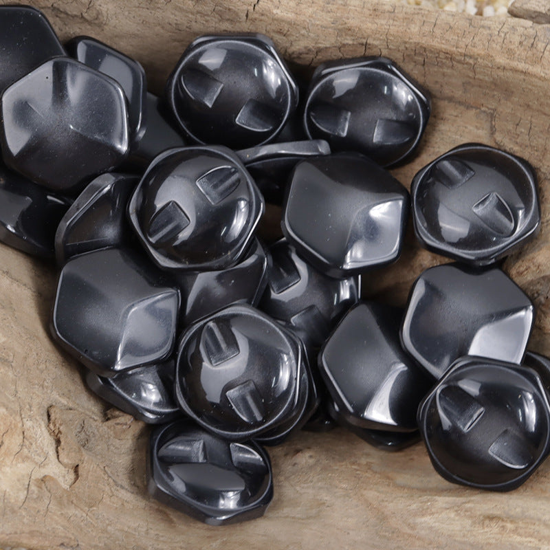 15mm-30mm White Brown Black Hexagonal Resin Buttons 30 Pack - Lots of Buttons