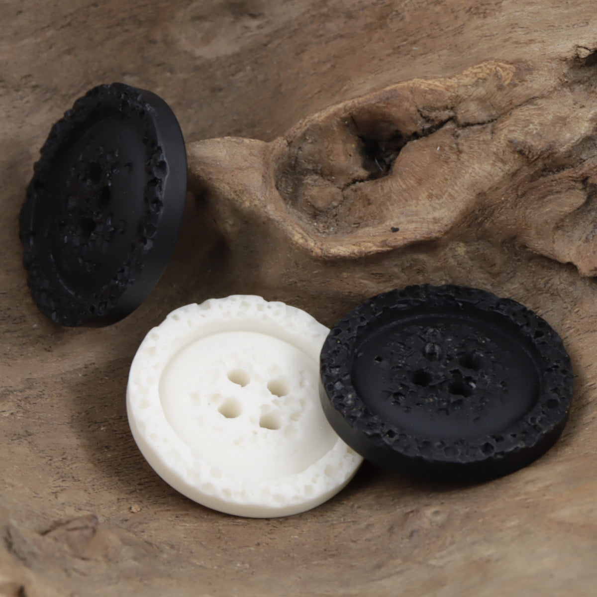 Textured Black White Polyester Resin Buttons for Sweatshirts 30pcs - Lots of Buttons