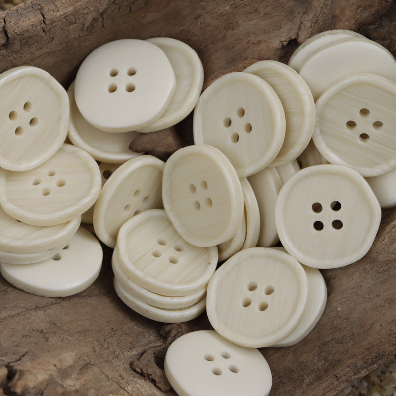 White, Black and Khaki Polygonal Wood Grain Resin Buttons 30 Pack - Lots of Buttons