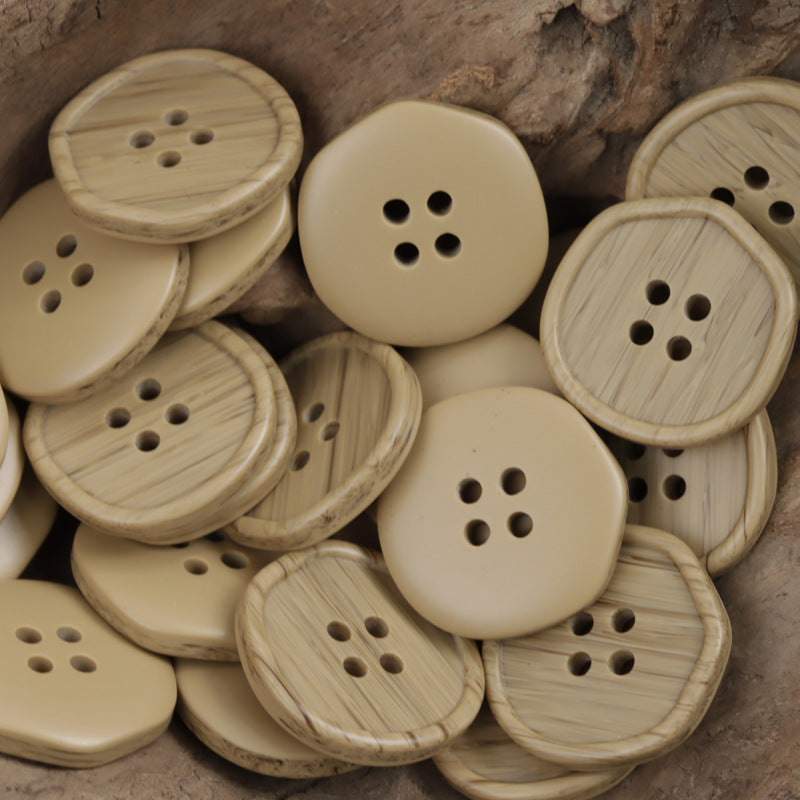White, Black and Khaki Polygonal Wood Grain Resin Buttons 30 Pack - Lots of Buttons