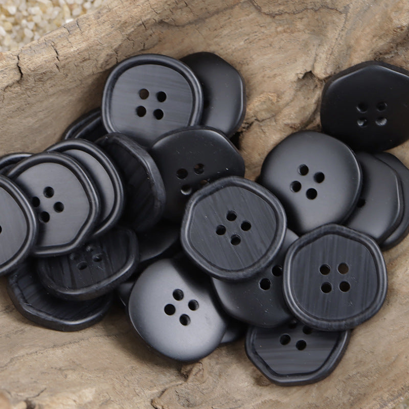 White, Black and Khaki Polygonal Wood Grain Resin Buttons 30 Pack - Lots of Buttons