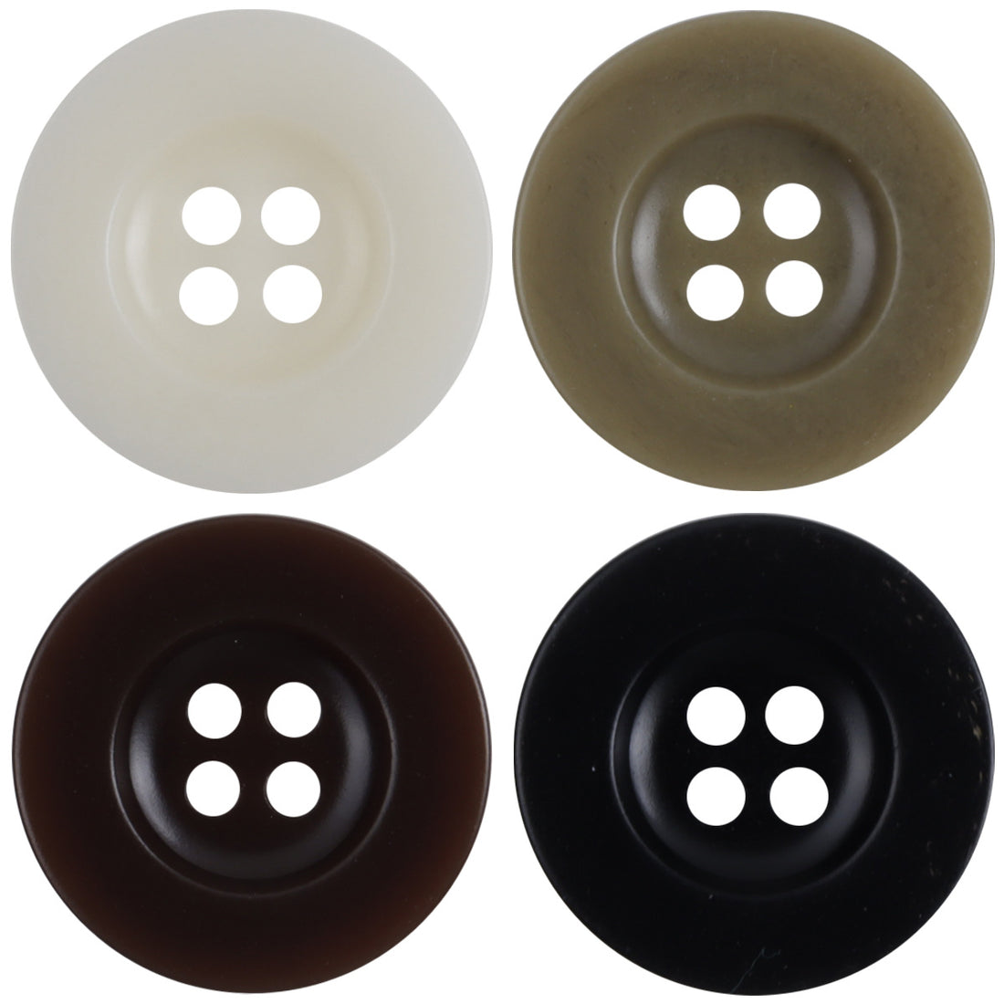 White Green Red Black Wide Rim Four-Hole Resin Buttons 40 Pack - Lots of Buttons
