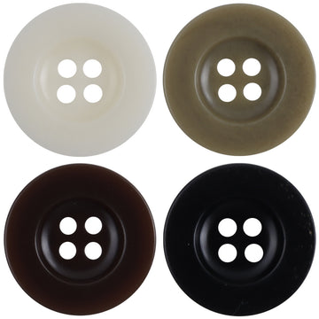 White Green Red Black Wide Rim Four-Hole Resin Buttons 40 Pack - Lots of Buttons