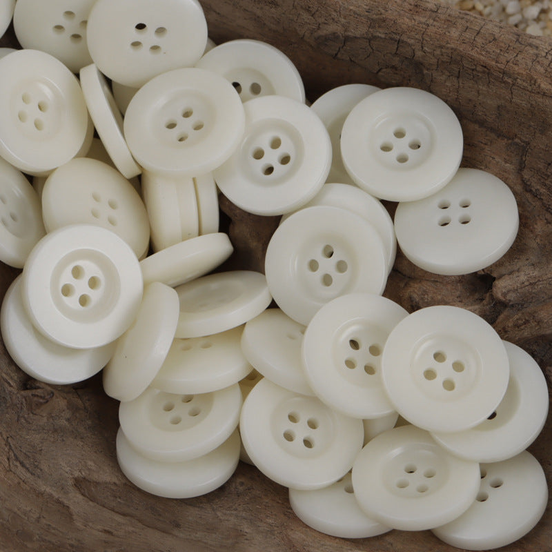 White Green Red Black Wide Rim Four-Hole Resin Buttons 40 Pack - Lots of Buttons