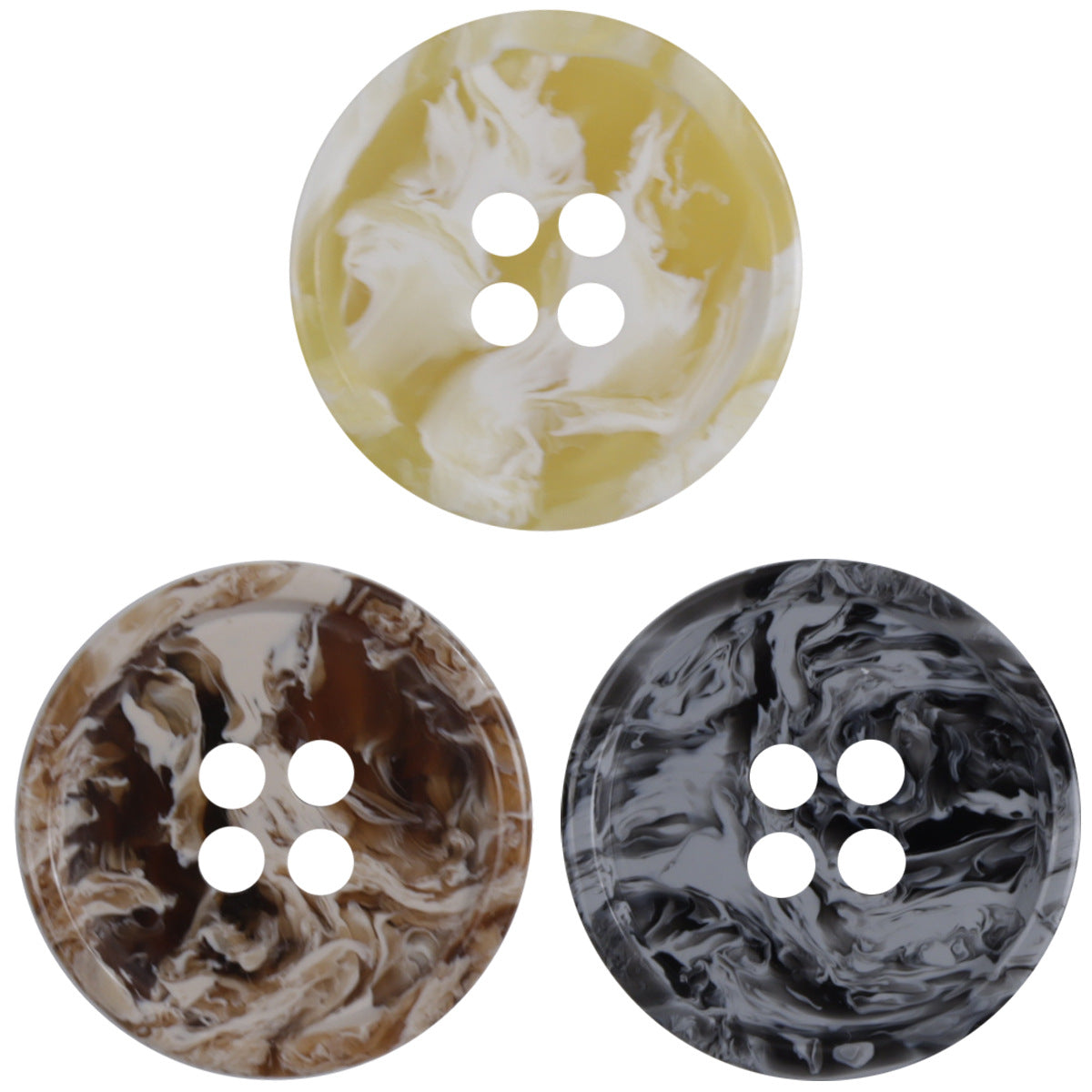 Round Four-Hole Black White and Gray Ink Wash Resin Buttons 30 Pack - Lots of Buttons