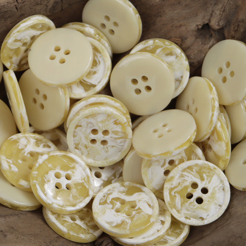 Round Four-Hole Black White and Gray Ink Wash Resin Buttons 30 Pack - Lots of Buttons
