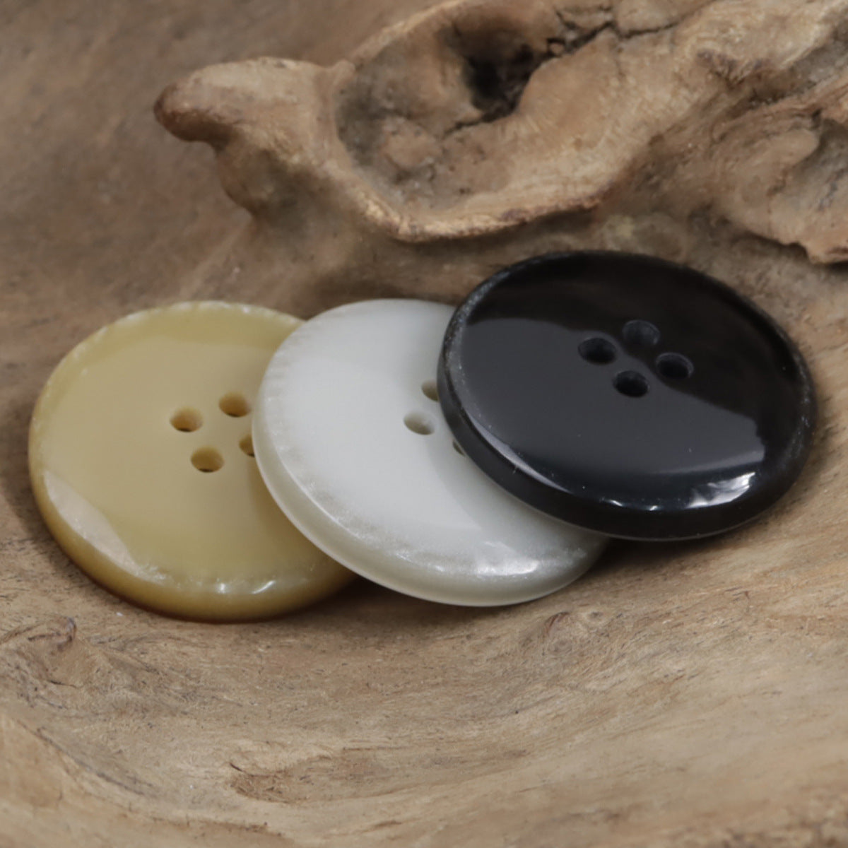 Round Matte Wood-Grain Resin Buttons for Khaki Casual Pants 30pcs - Lots of Buttons
