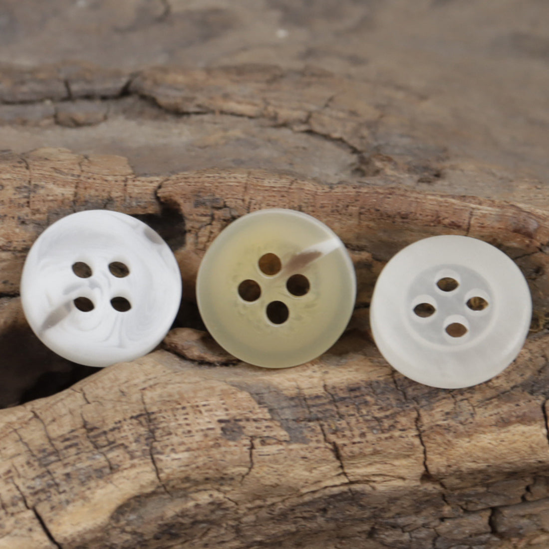 11.5mm Four-Hole White and Yellow Resin Buttons 60 Pack - Lots of Buttons