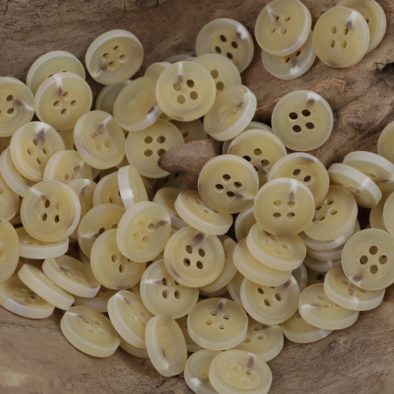 11.5mm Four-Hole White and Yellow Resin Buttons 60 Pack - Lots of Buttons